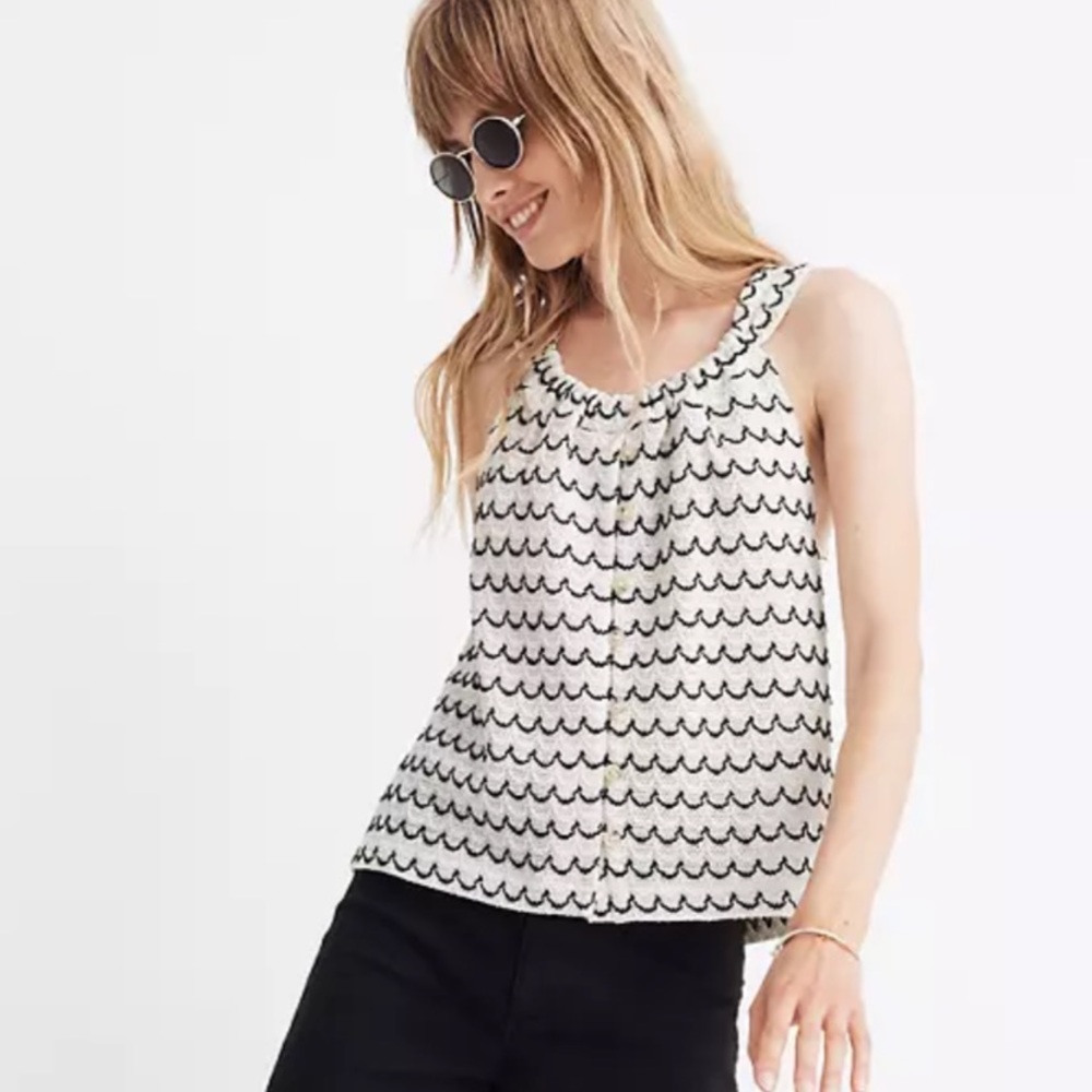 Madewell Texture & Thread Button Swing Tank XS